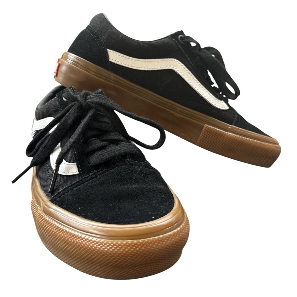 NWT Vans Skate Old Skool Black and White Skate Shoes with Brown Soles SIZE 5